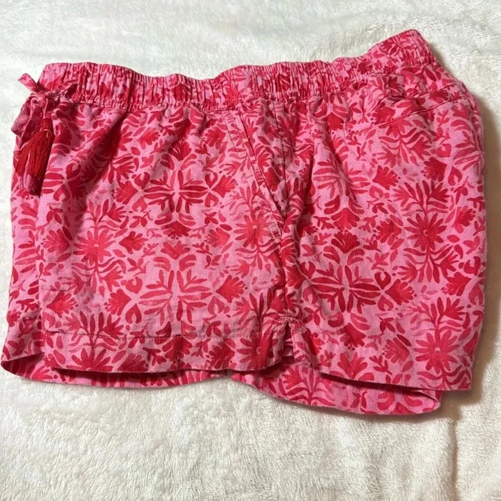 Vineyard Vines Linen Otomi Pull on Shorts with tassles! Palm pink color. - Picture 10 of 15